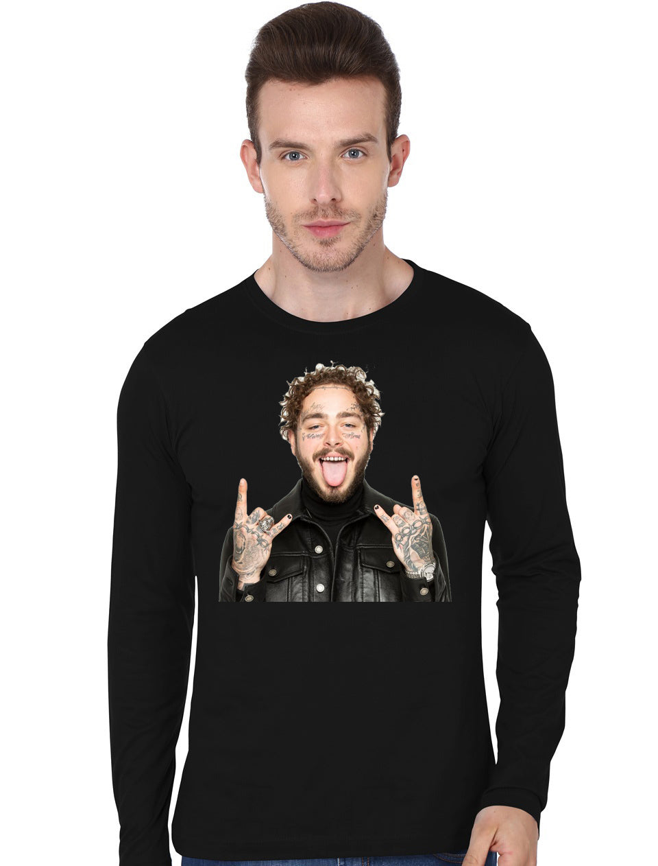 Post Malone Black Full Sleeve T-Shirt Style003 Hoodie, Sweatshirt | PureTeeCo.com