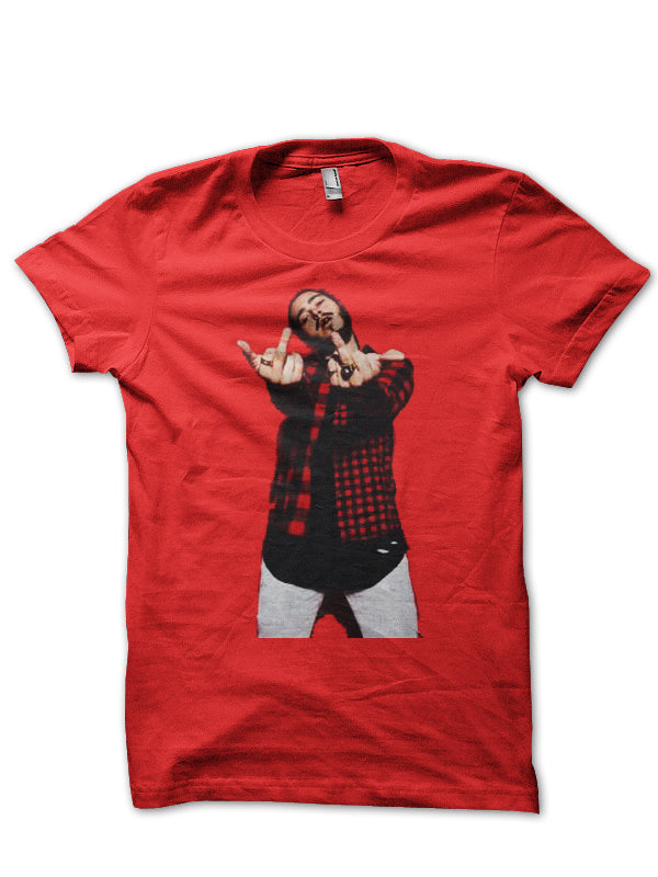 Post Malone Red Half Sleeve T-Shirt Hoodie, Sweatshirt | PureTeeCo.com