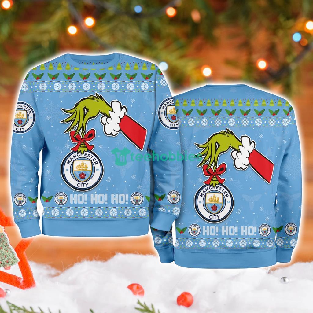 Manchester City Fc Grinch Hand Ugly Christmas Sweater 3D