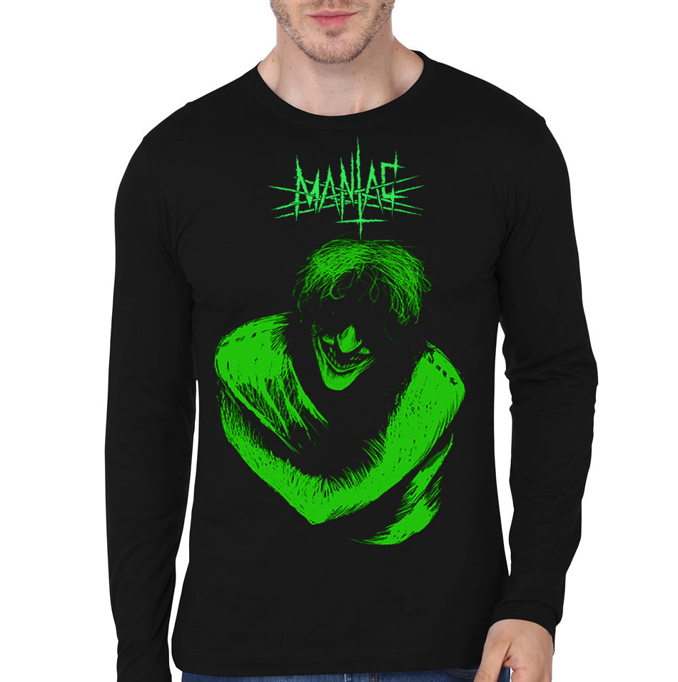 Maniac Black Full Sleeve Tee Hoodie, Sweatshirt | PureTeeCo.com
