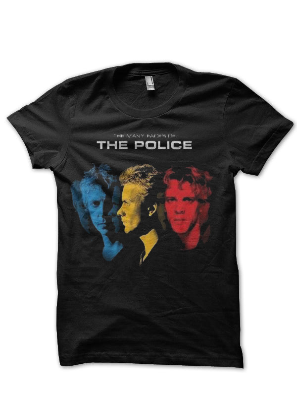 The Many Faces Of The Police Black T-Shirt Hoodie, Sweatshirt | PureTeeCo.com