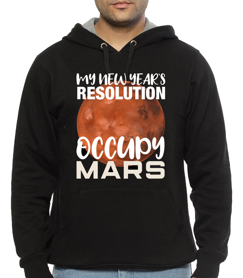 My New Yearâ€™s Resolution Occupy Mars Space Black Hoodie T-Shirts, Sweatshirt | PureTeeCo.com