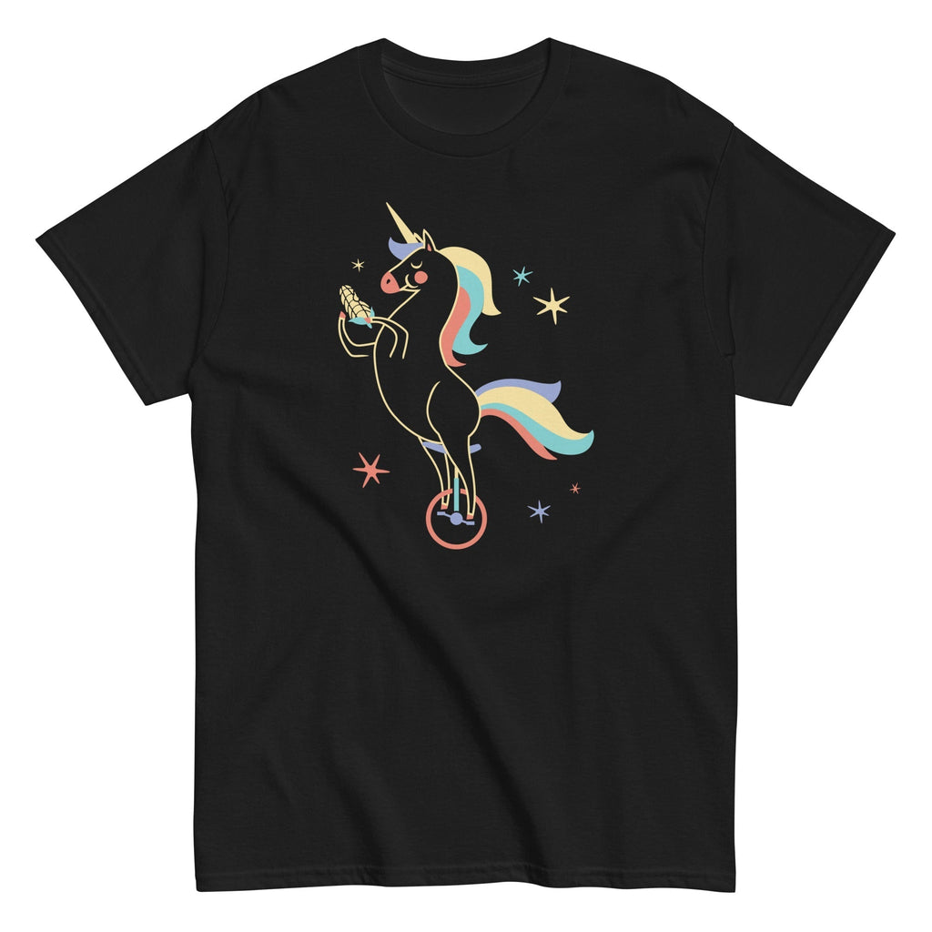 Unicycling Unicorn With Corn Men's Classic Tee Hoodie, Sweatshirt | PureTeeCo.com (Image 2)