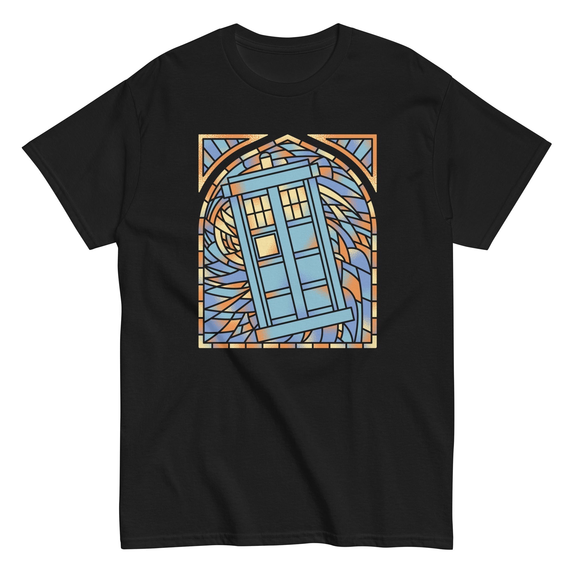 Stained Glass Police Box Men's Classic Tee Hoodie, Sweatshirt | PureTeeCo.com (Image 1)