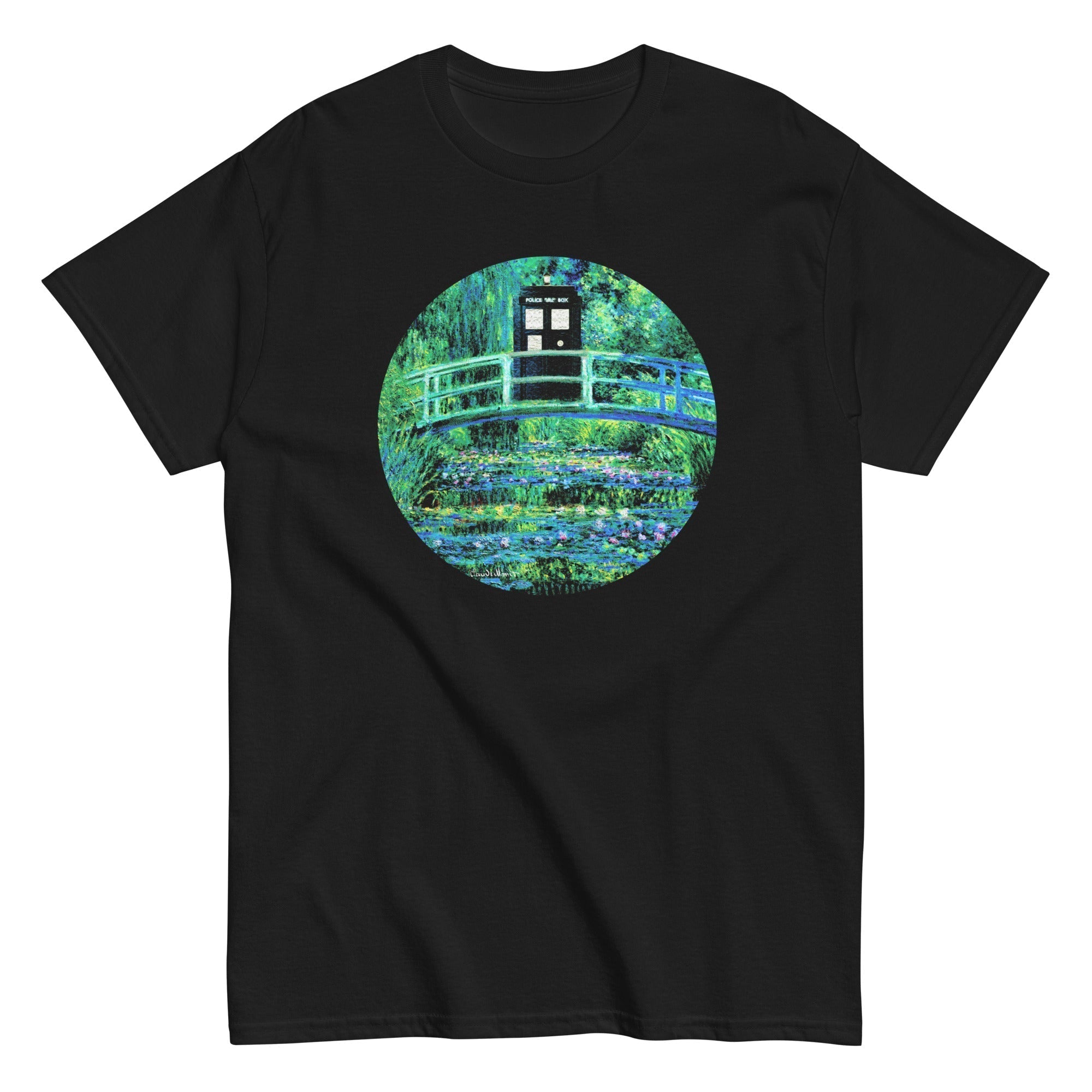 Water Lilies Police Box Men's Classic Tee Hoodie, Sweatshirt | PureTeeCo.com (Image 2)