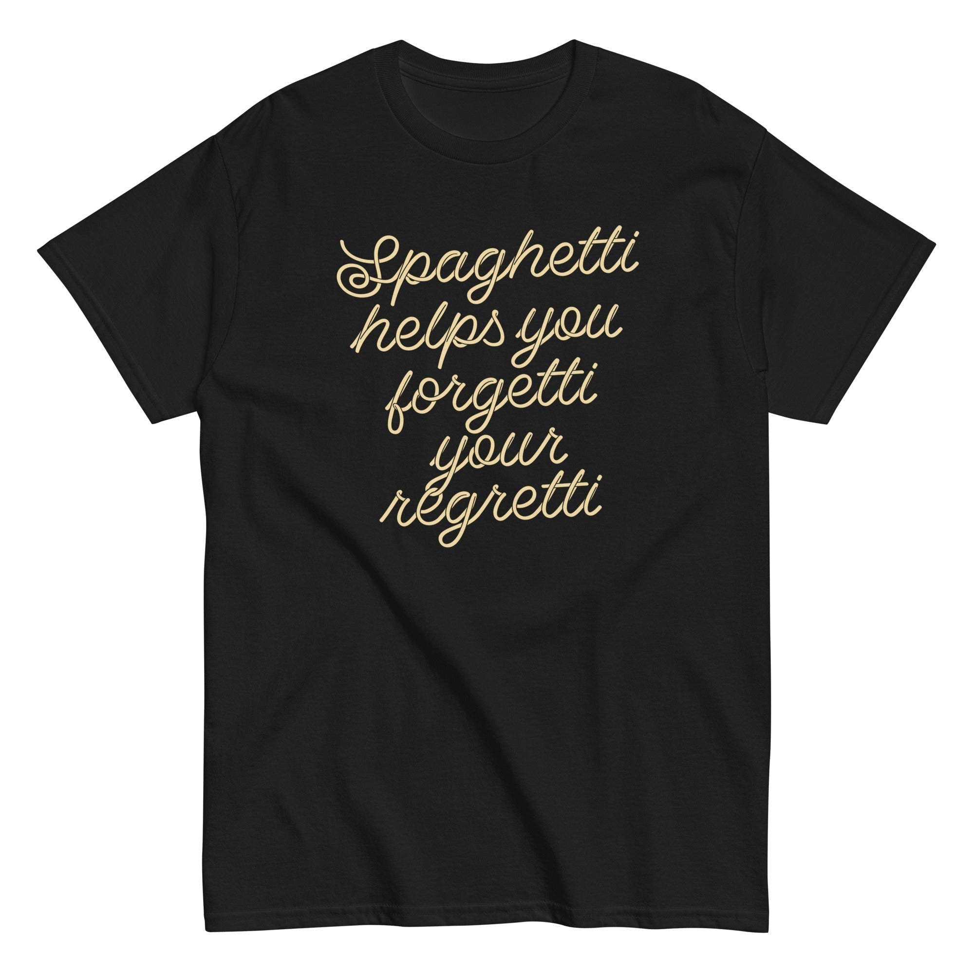 Spaghetti Helps You Forgetti Your Regretti Men's Classic Tee Hoodie, Sweatshirt | PureTeeCo.com (Image 3)