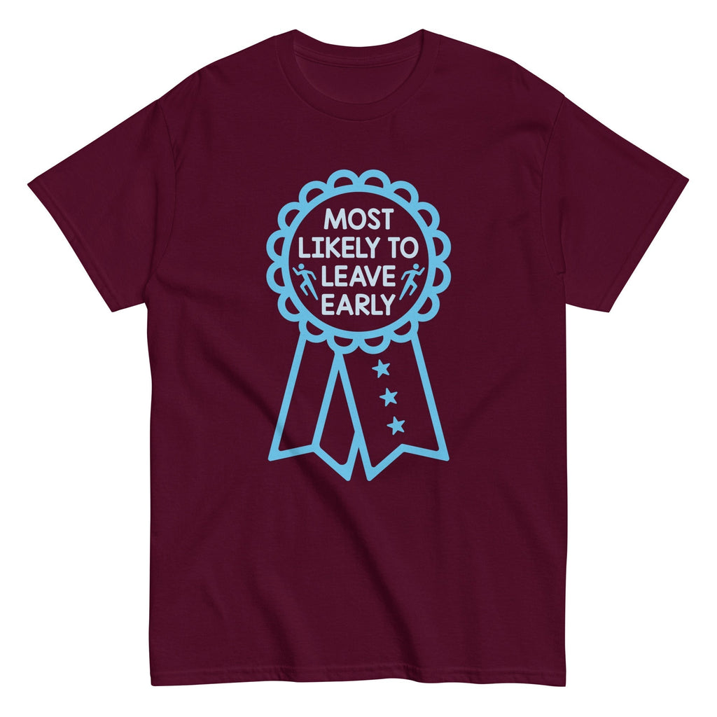 Most Likely To Leave Early Men's Classic Tee Hoodie, Sweatshirt | PureTeeCo.com (Image 2)