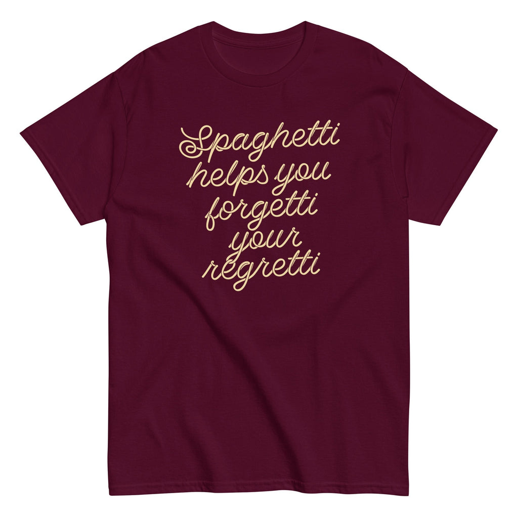 Spaghetti Helps You Forgetti Your Regretti Men's Classic Tee Hoodie, Sweatshirt | PureTeeCo.com (Image 2)