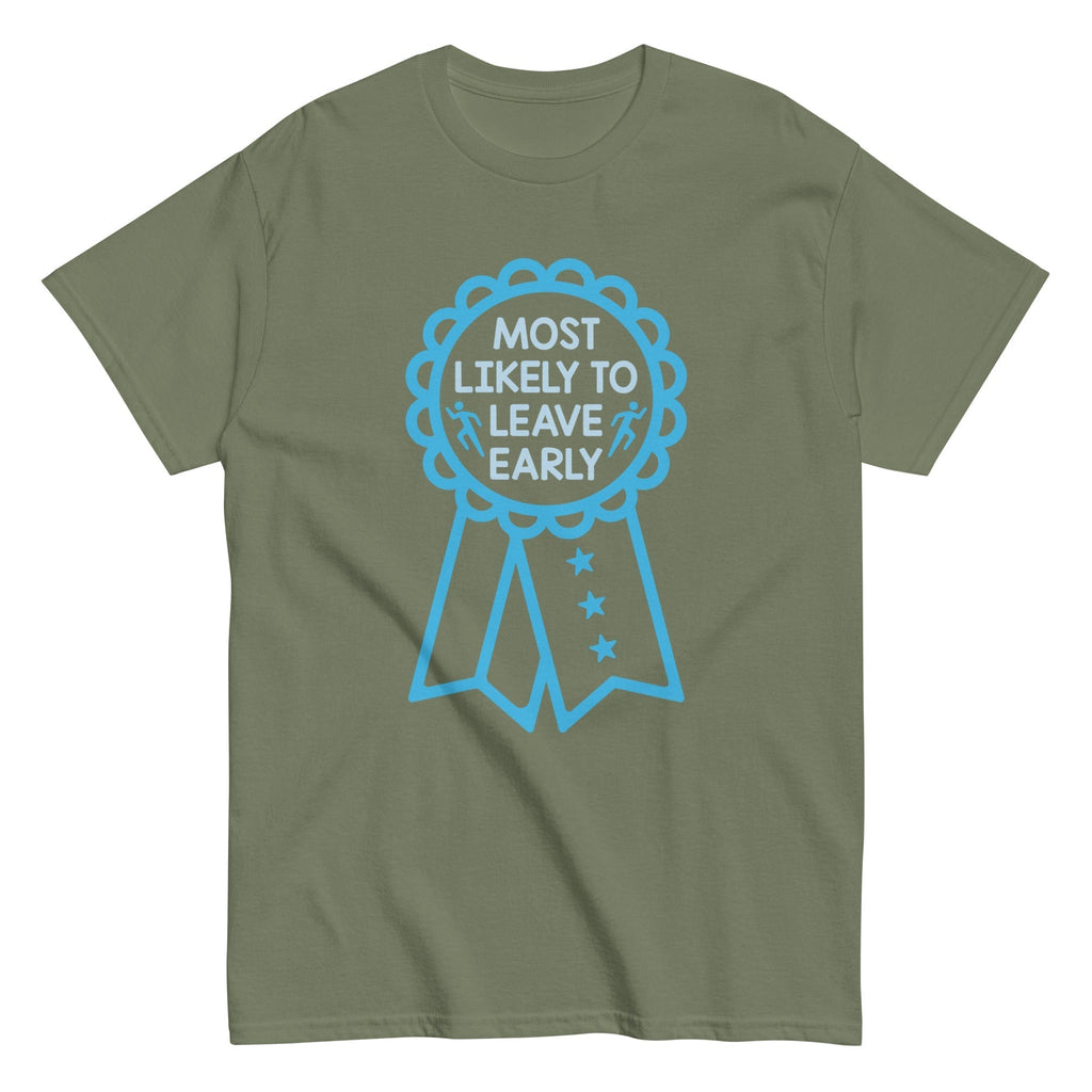 Most Likely To Leave Early Men's Classic Tee Hoodie, Sweatshirt | PureTeeCo.com (Image 5)