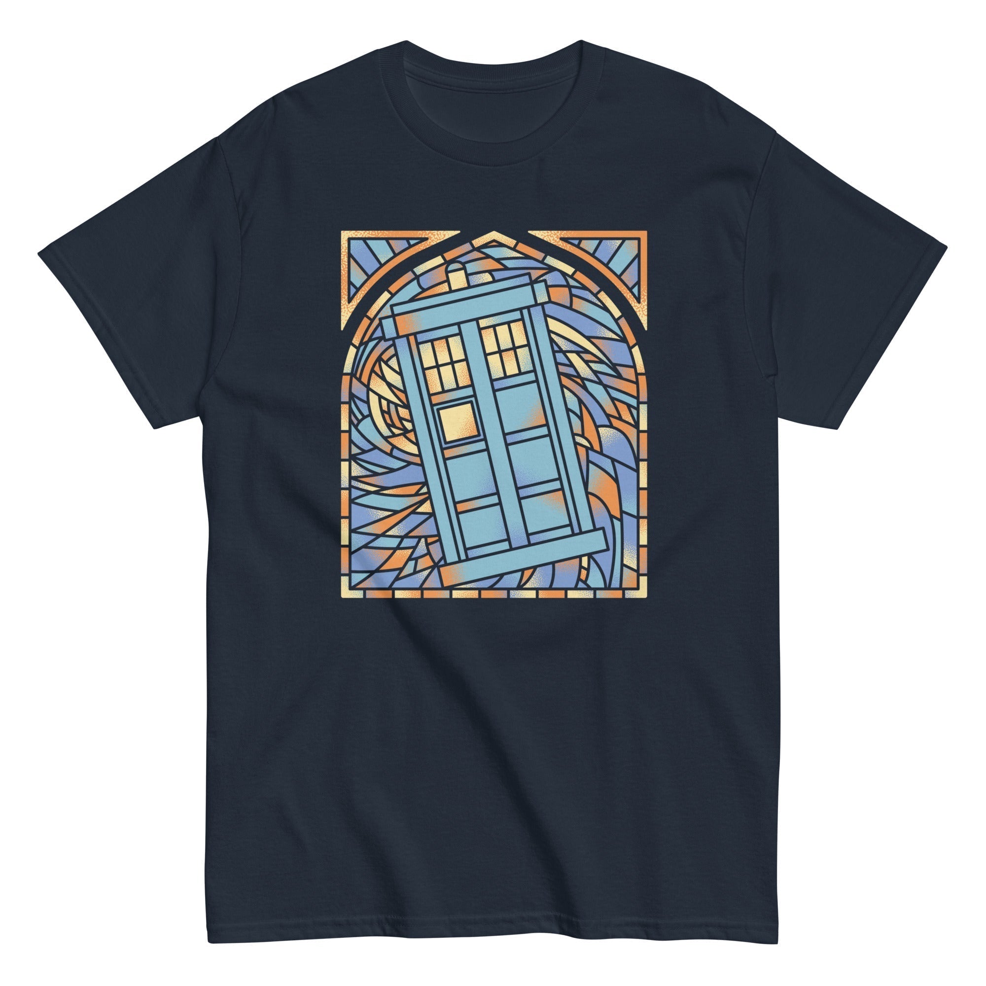 Stained Glass Police Box Men's Classic Tee Hoodie, Sweatshirt | PureTeeCo.com (Image 2)