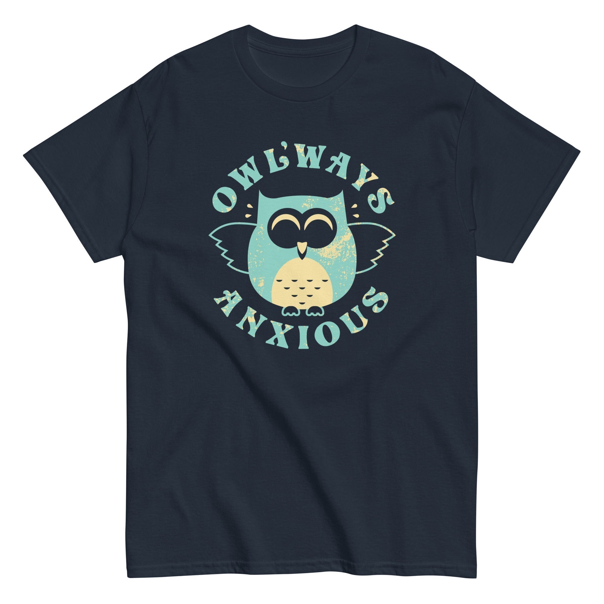 Owlways Anxious Men's Classic Tee Hoodie, Sweatshirt | PureTeeCo.com (Image 3)