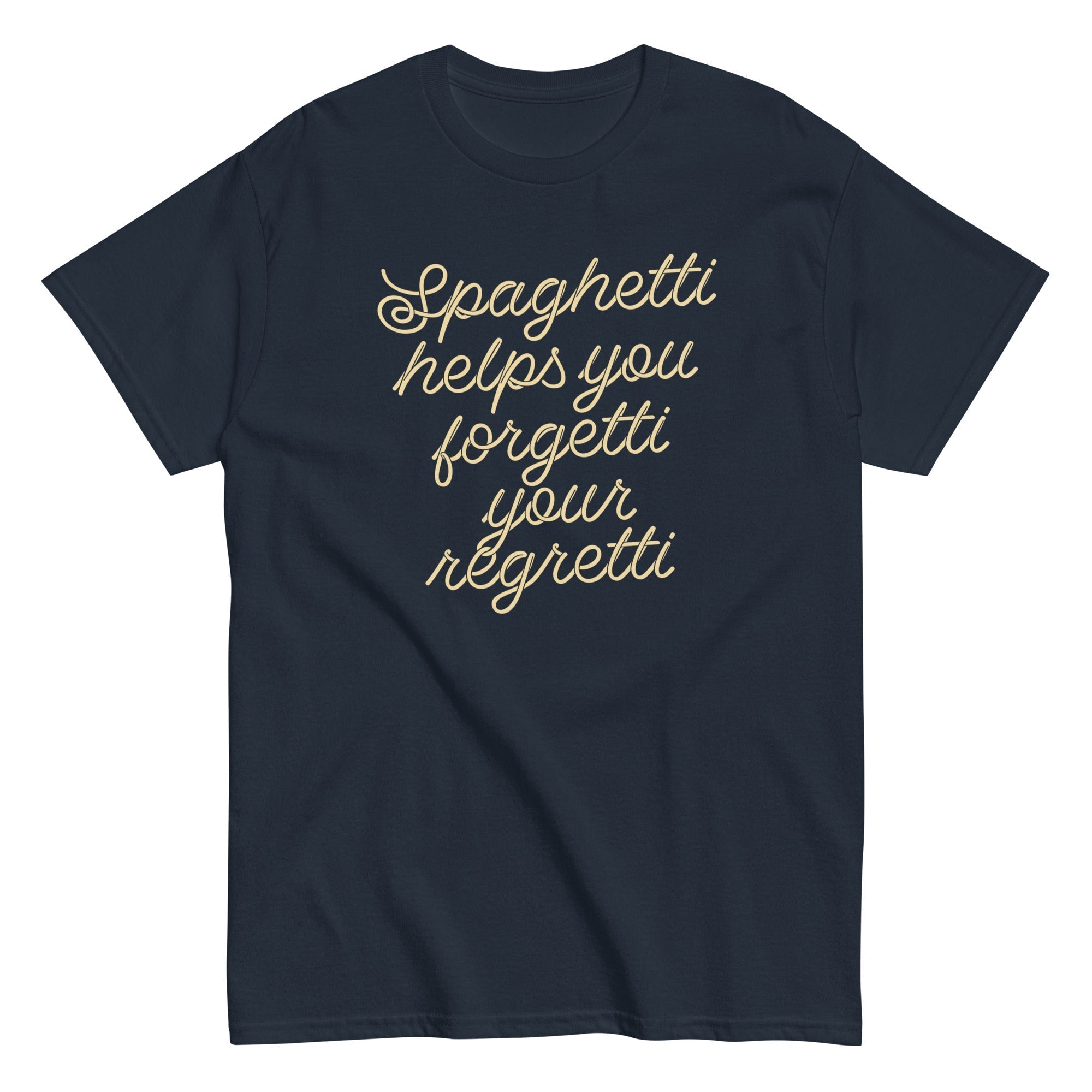 Spaghetti Helps You Forgetti Your Regretti Men's Classic Tee Hoodie, Sweatshirt | PureTeeCo.com (Image 4)