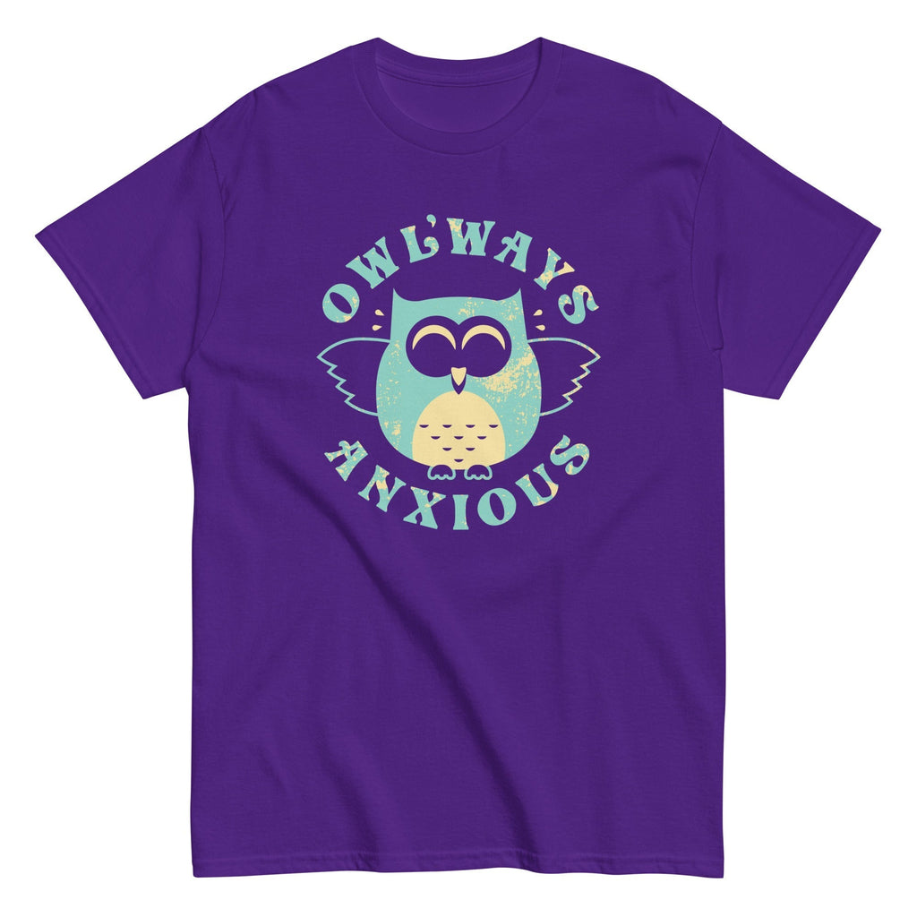 Owlways Anxious Men's Classic Tee Hoodie, Sweatshirt | PureTeeCo.com (Image 4)