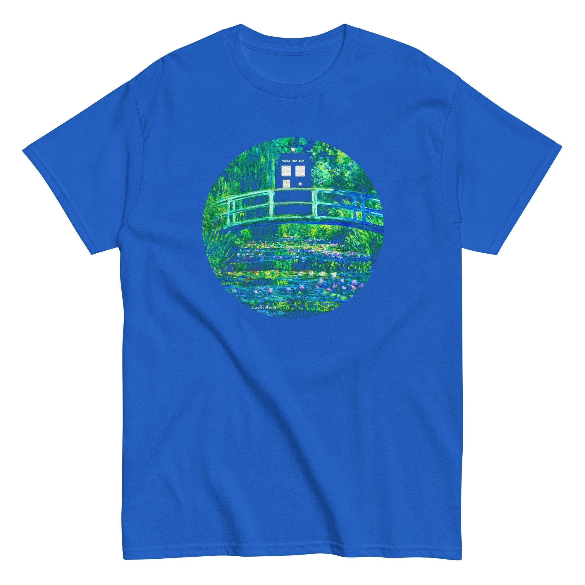 Water Lilies Police Box Men's Classic Tee Hoodie, Sweatshirt | PureTeeCo.com (Image 3)