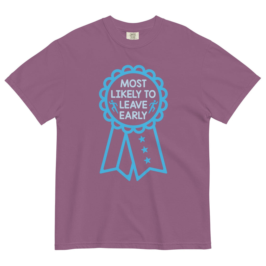 Most Likely To Leave Early Men's Relaxed Fit Tee Hoodie, Sweatshirt | PureTeeCo.com (Image 4)