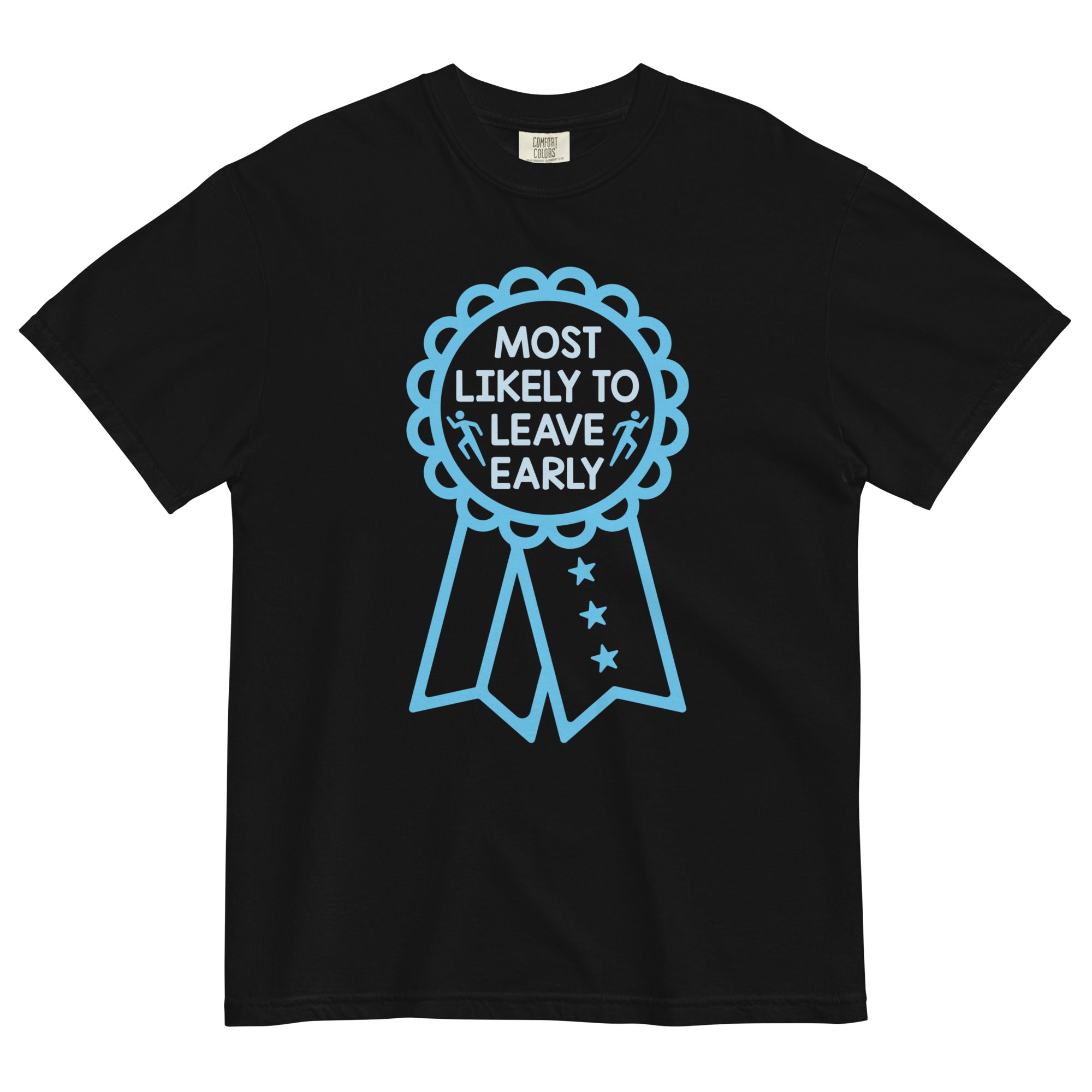 Most Likely To Leave Early Men's Relaxed Fit Tee Hoodie, Sweatshirt | PureTeeCo.com (Image 1)