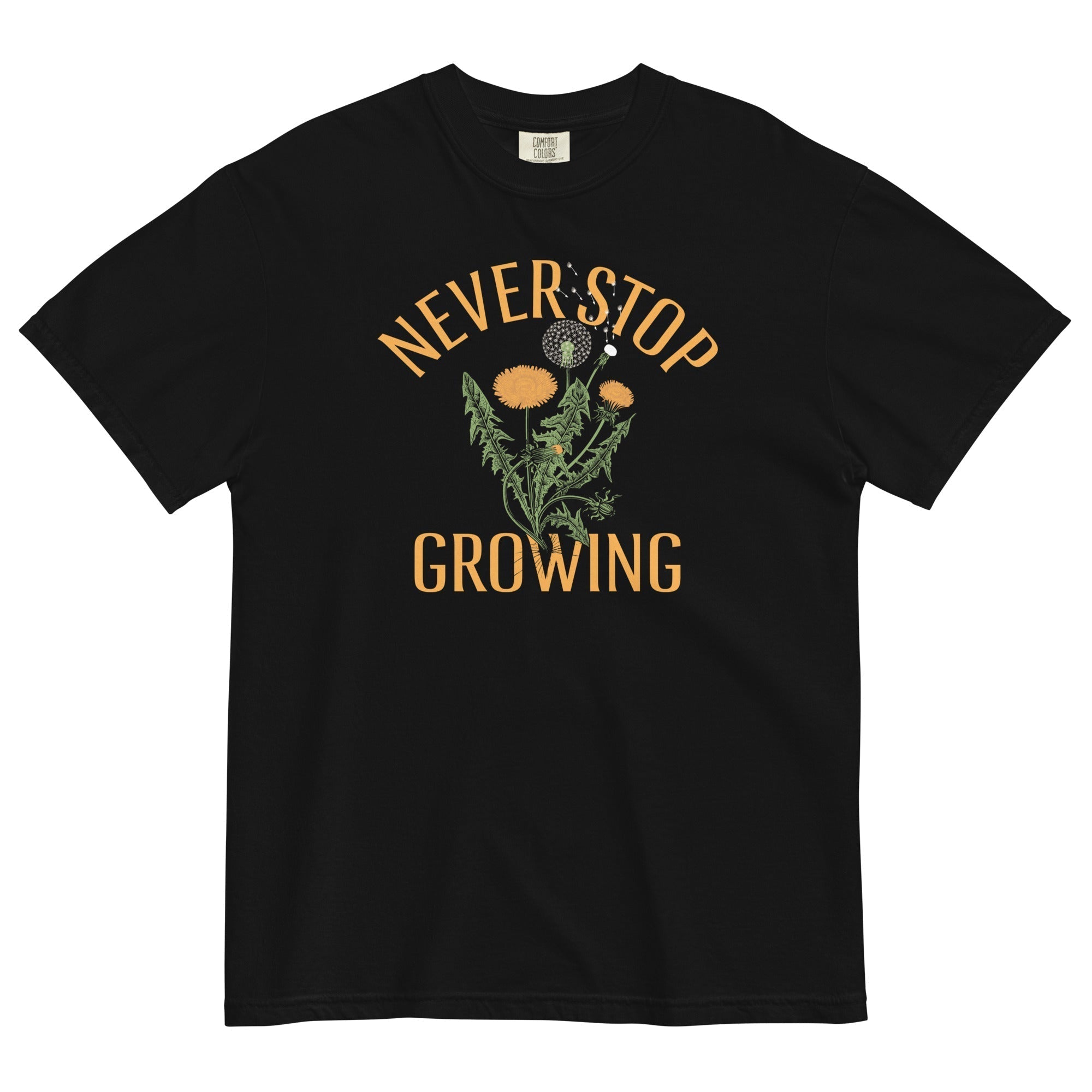 Never Stop Growing Men's Relaxed Fit Tee Hoodie, Sweatshirt | PureTeeCo.com (Image 1)