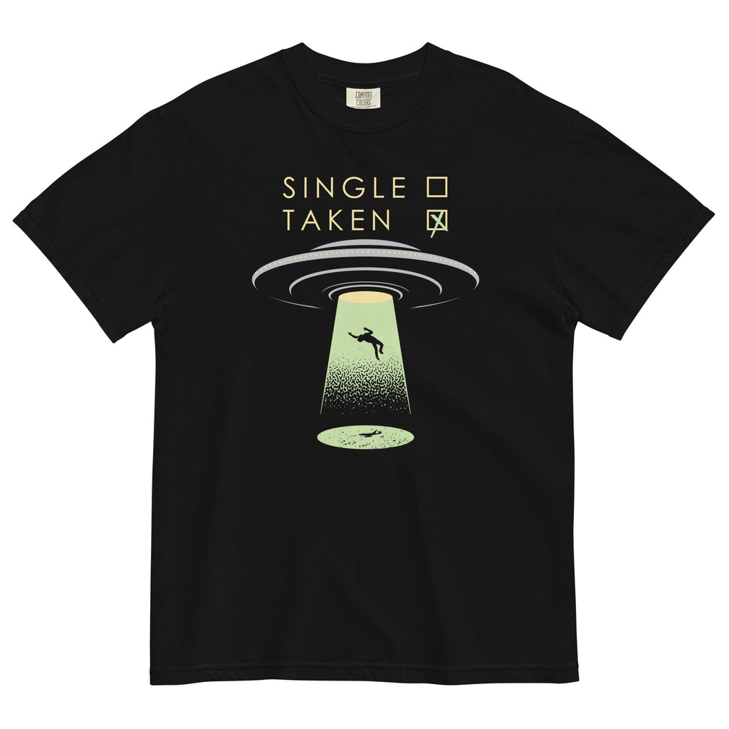 Single Taken UFO Men's Relaxed Fit Tee Hoodie, Sweatshirt | PureTeeCo.com (Image 1)