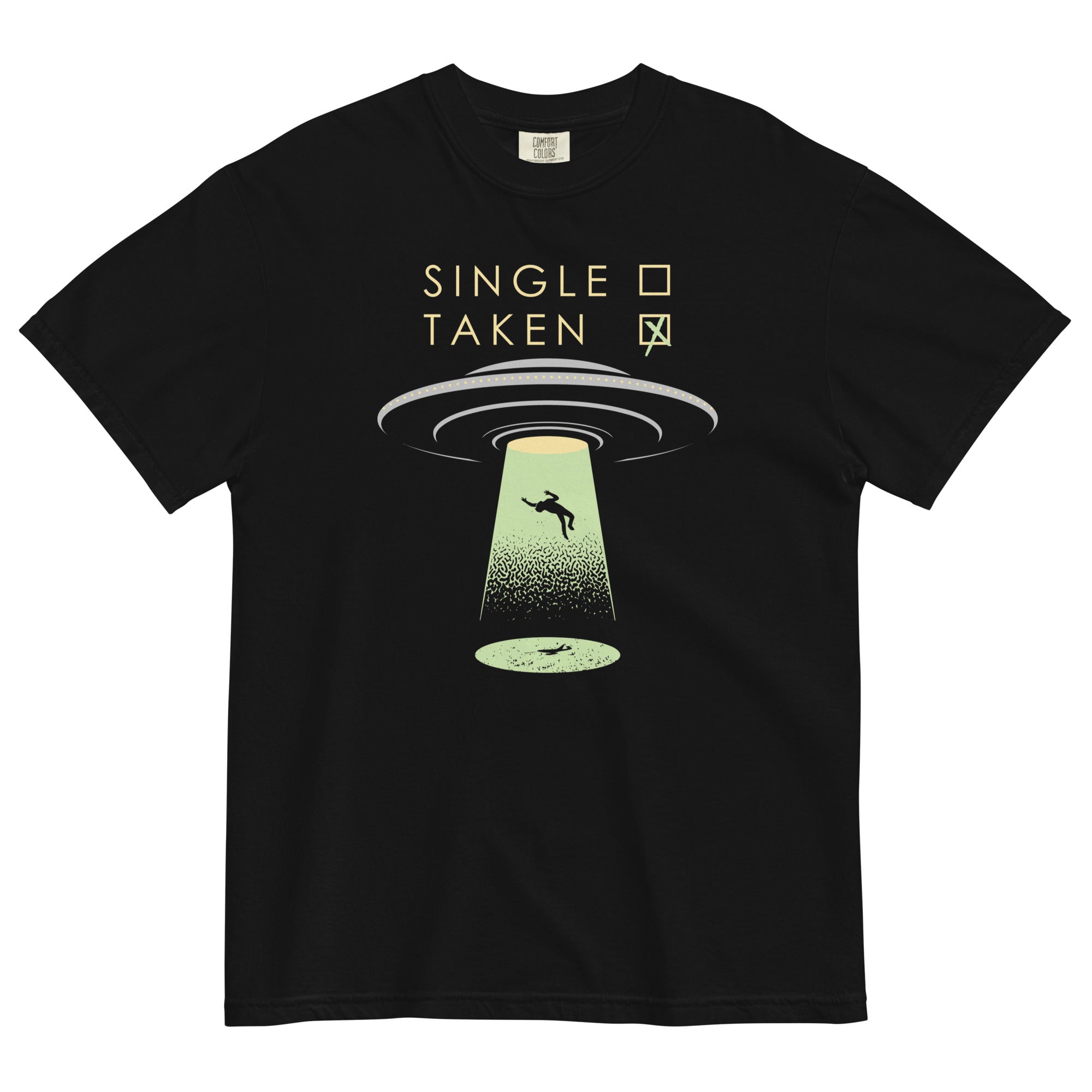 Single Taken UFO Men's Relaxed Fit Tee Hoodie, Sweatshirt | PureTeeCo.com (Image 1)
