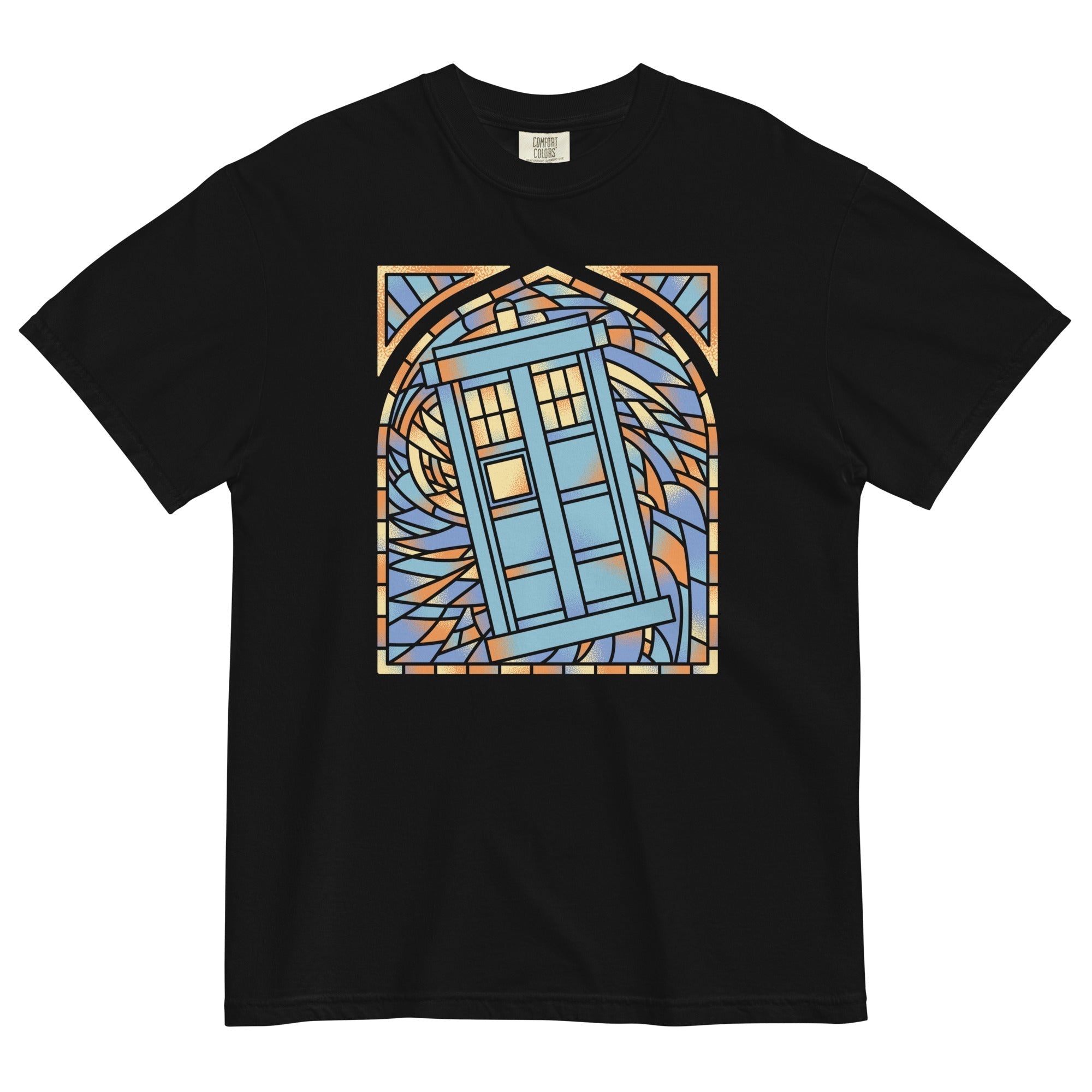 Stained Glass Police Box Men's Relaxed Fit Tee Hoodie, Sweatshirt | PureTeeCo.com