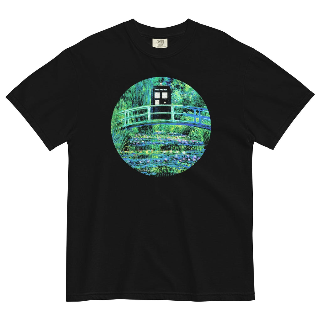 Water Lilies Police Box Men's Relaxed Fit Tee Hoodie, Sweatshirt | PureTeeCo.com (Image 2)