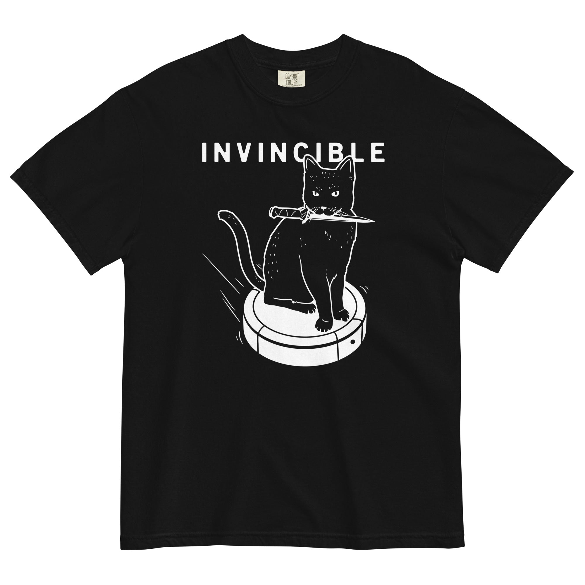 Invincible Cat Men's Relaxed Fit Tee Hoodie, Sweatshirt | PureTeeCo.com (Image 1)