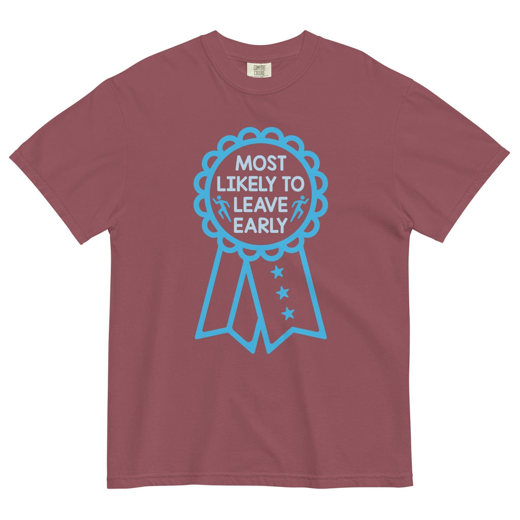 Most Likely To Leave Early Men's Relaxed Fit Tee Hoodie, Sweatshirt | PureTeeCo.com (Image 3)