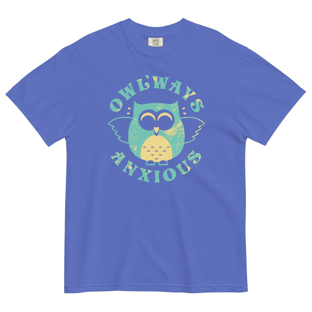 Owlways Anxious Men's Relaxed Fit Tee Hoodie, Sweatshirt | PureTeeCo.com (Image 1)