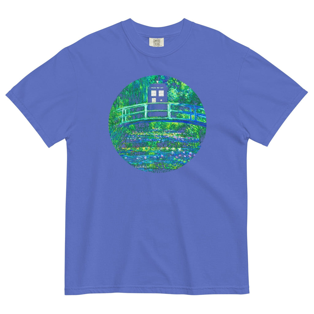 Water Lilies Police Box Men's Relaxed Fit Tee Hoodie, Sweatshirt | PureTeeCo.com (Image 3)