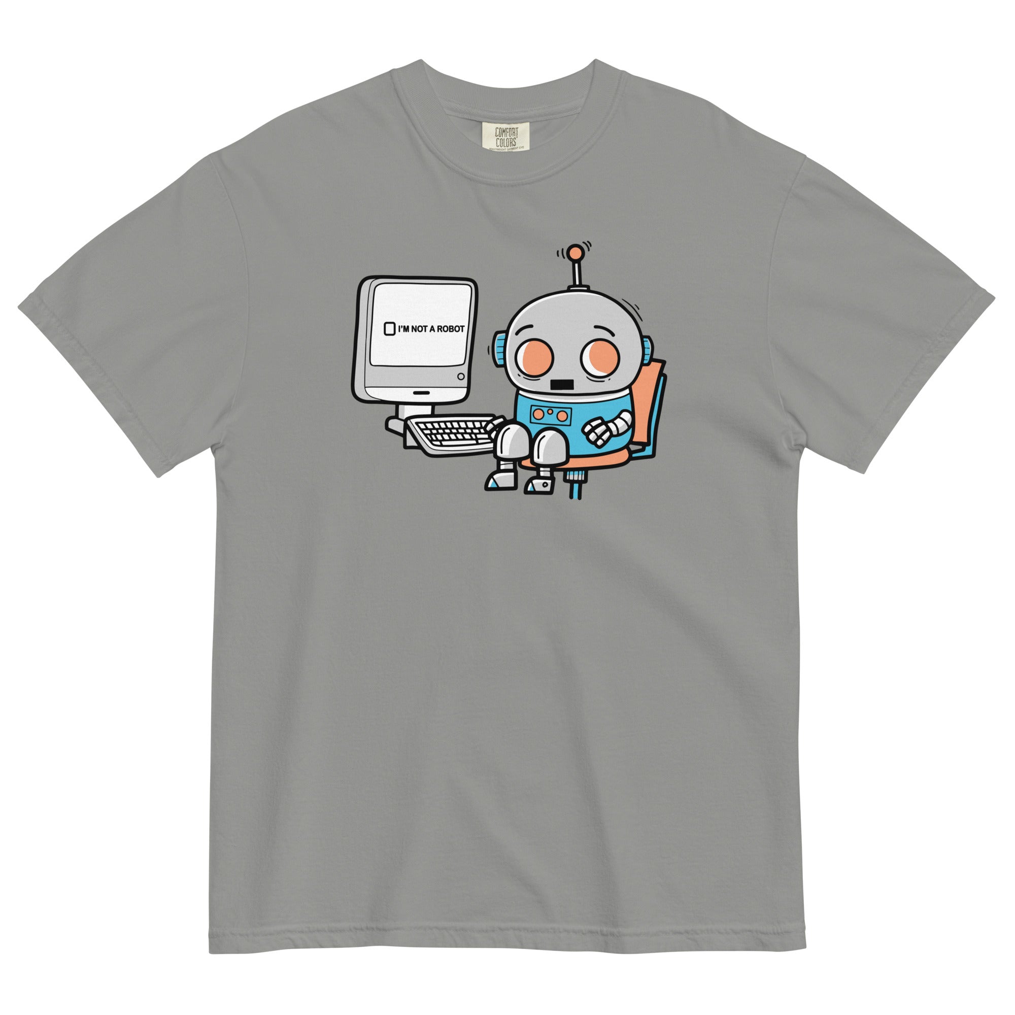 Robot Captcha Men's Relaxed Fit Tee Hoodie, Sweatshirt | PureTeeCo.com (Image 1)