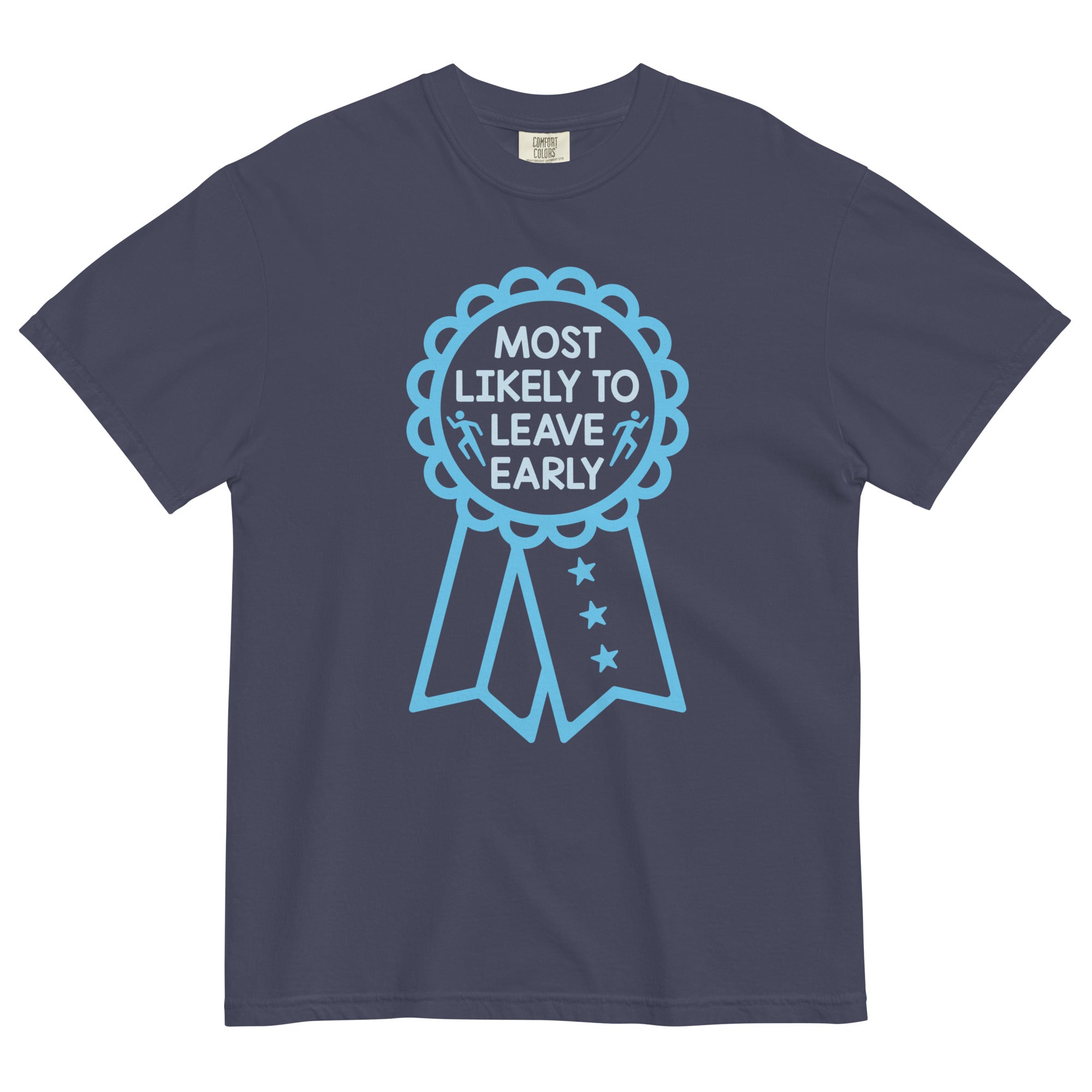Most Likely To Leave Early Men's Relaxed Fit Tee Hoodie, Sweatshirt | PureTeeCo.com (Image 2)