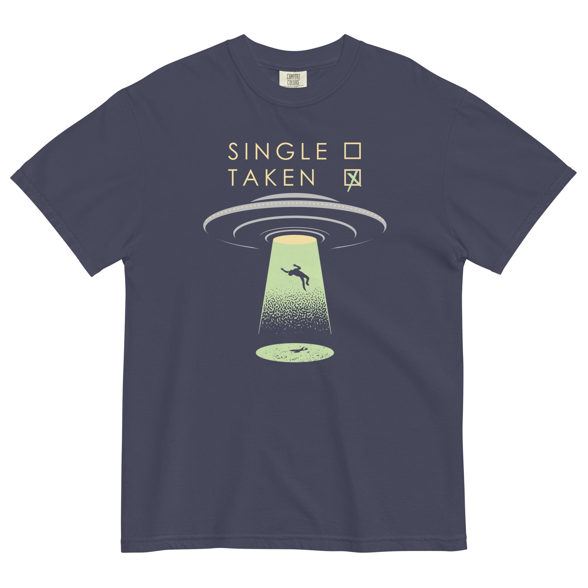 Single Taken UFO Men's Relaxed Fit Tee Hoodie, Sweatshirt | PureTeeCo.com (Image 2)