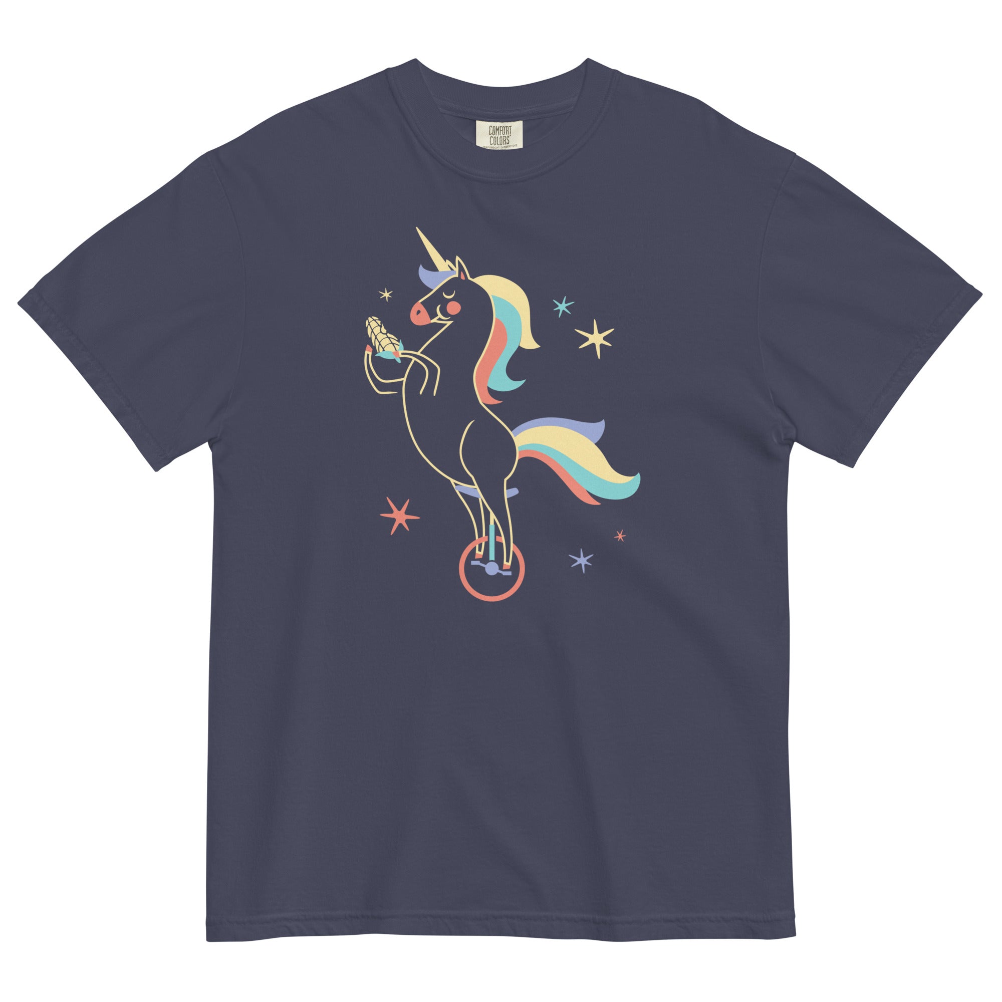 Unicycling Unicorn With Corn Men's Relaxed Fit Tee Hoodie, Sweatshirt | PureTeeCo.com (Image 2)