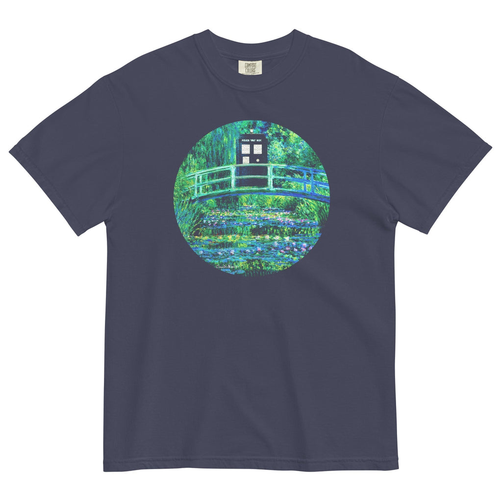 Water Lilies Police Box Men's Relaxed Fit Tee Hoodie, Sweatshirt | PureTeeCo.com (Image 1)