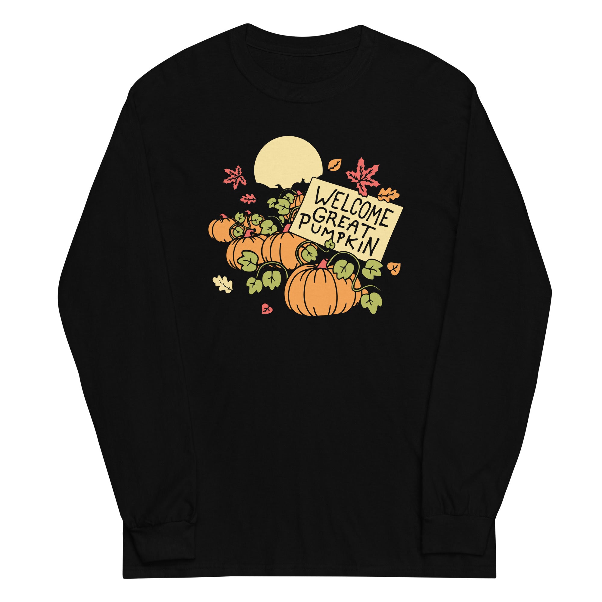 Welcome Great Pumpkin Unisex Long Sleeve Tee Hoodie, Sweatshirt | PureTeeCo.com (Image 1)