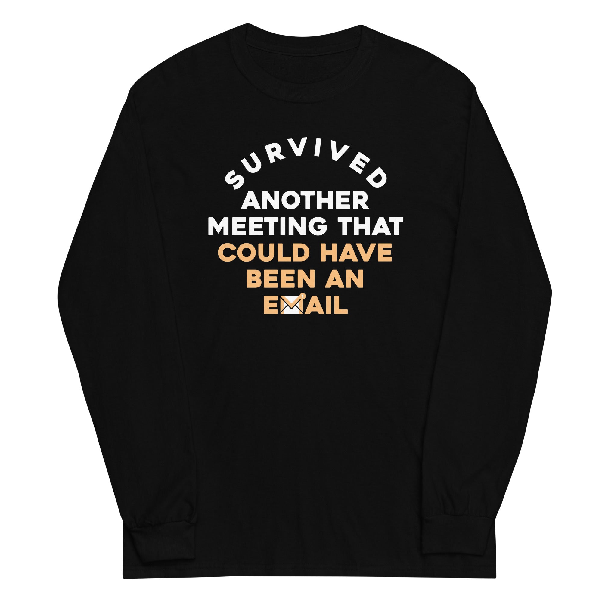 Survived Another Meeting Unisex Long Sleeve Tee Hoodie, Sweatshirt | PureTeeCo.com (Image 1)