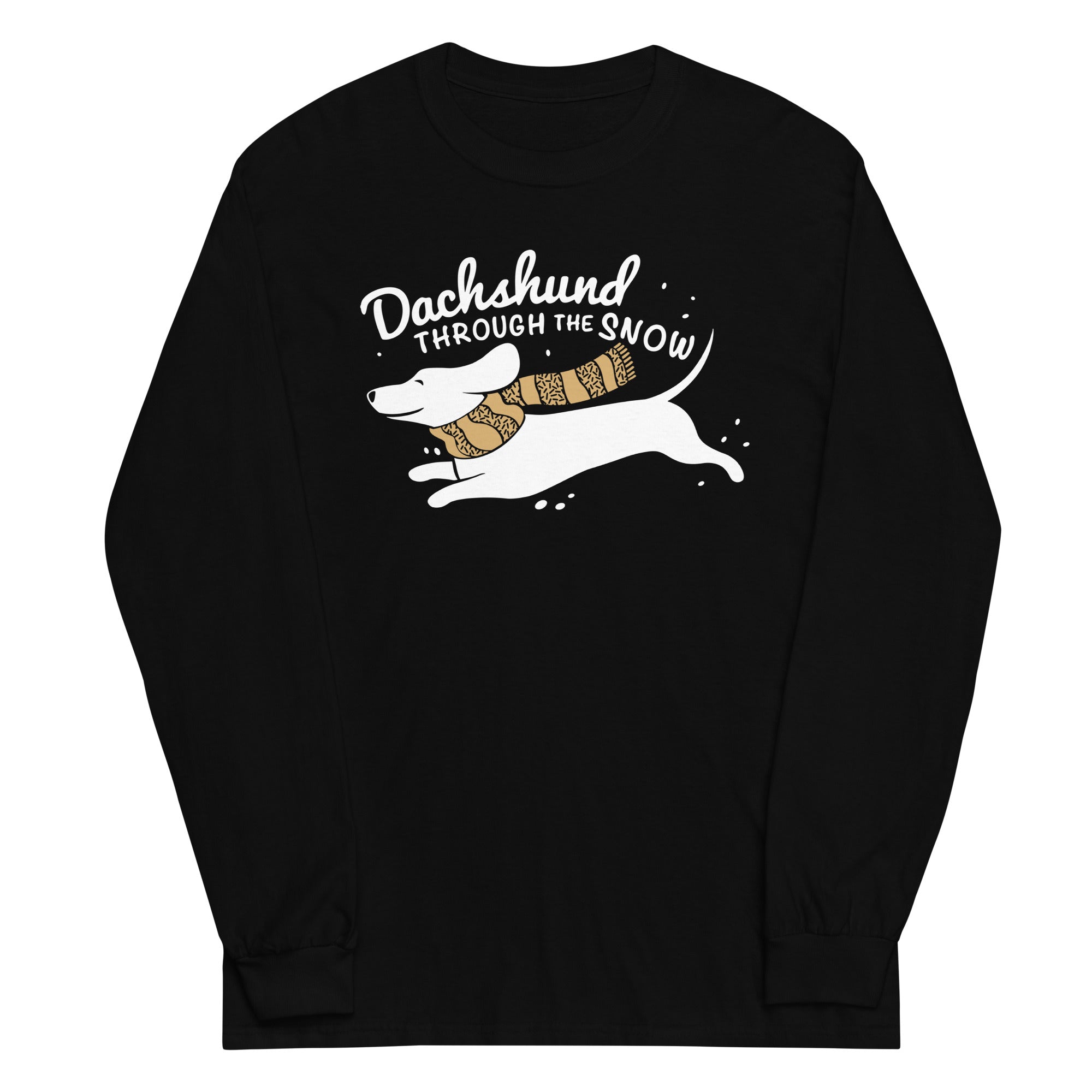 Dachshund Through The Snow Unisex Long Sleeve Tee Hoodie, Sweatshirt | PureTeeCo.com (Image 2)
