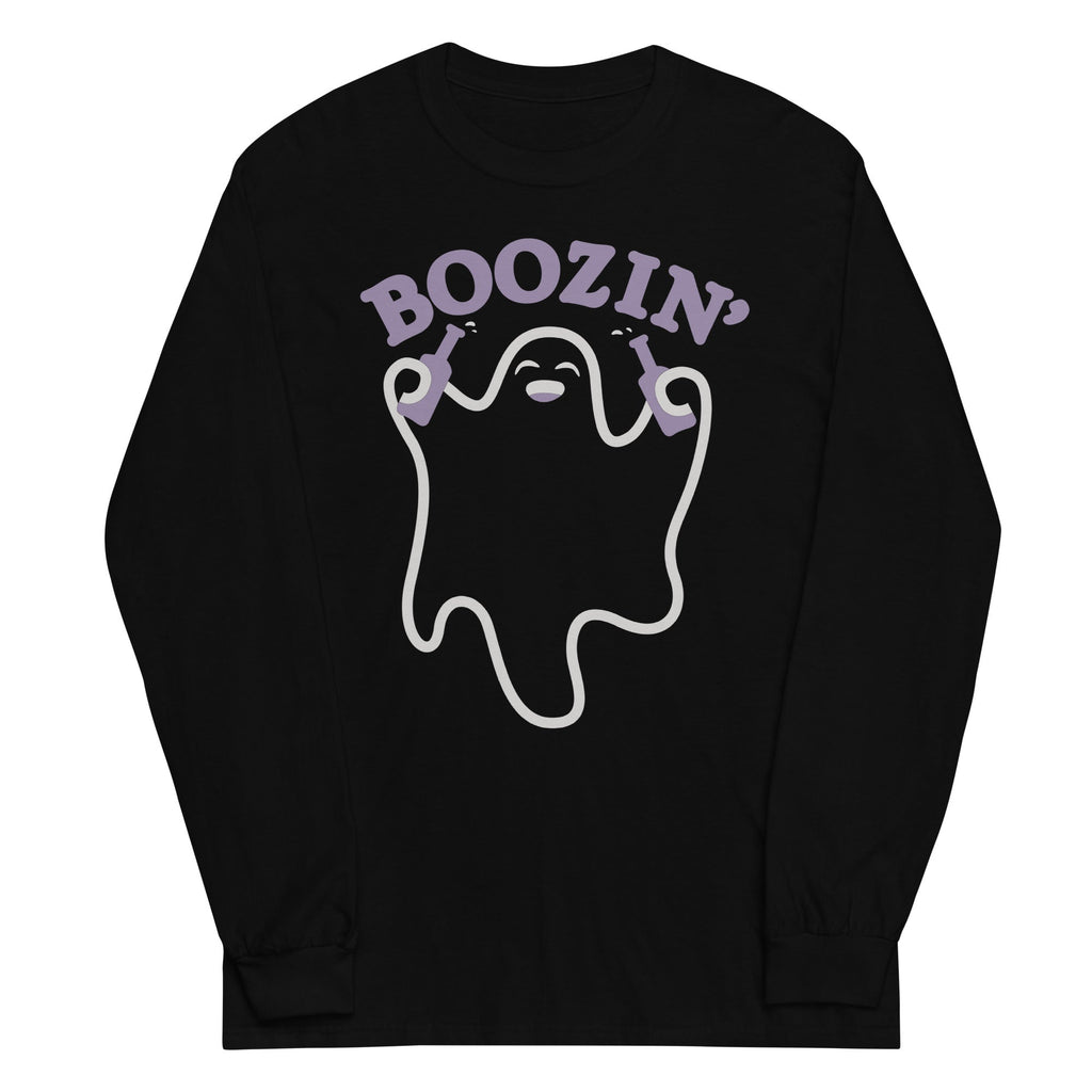 Boozin' Unisex Long Sleeve Tee Hoodie, Sweatshirt | PureTeeCo.com (Image 1)