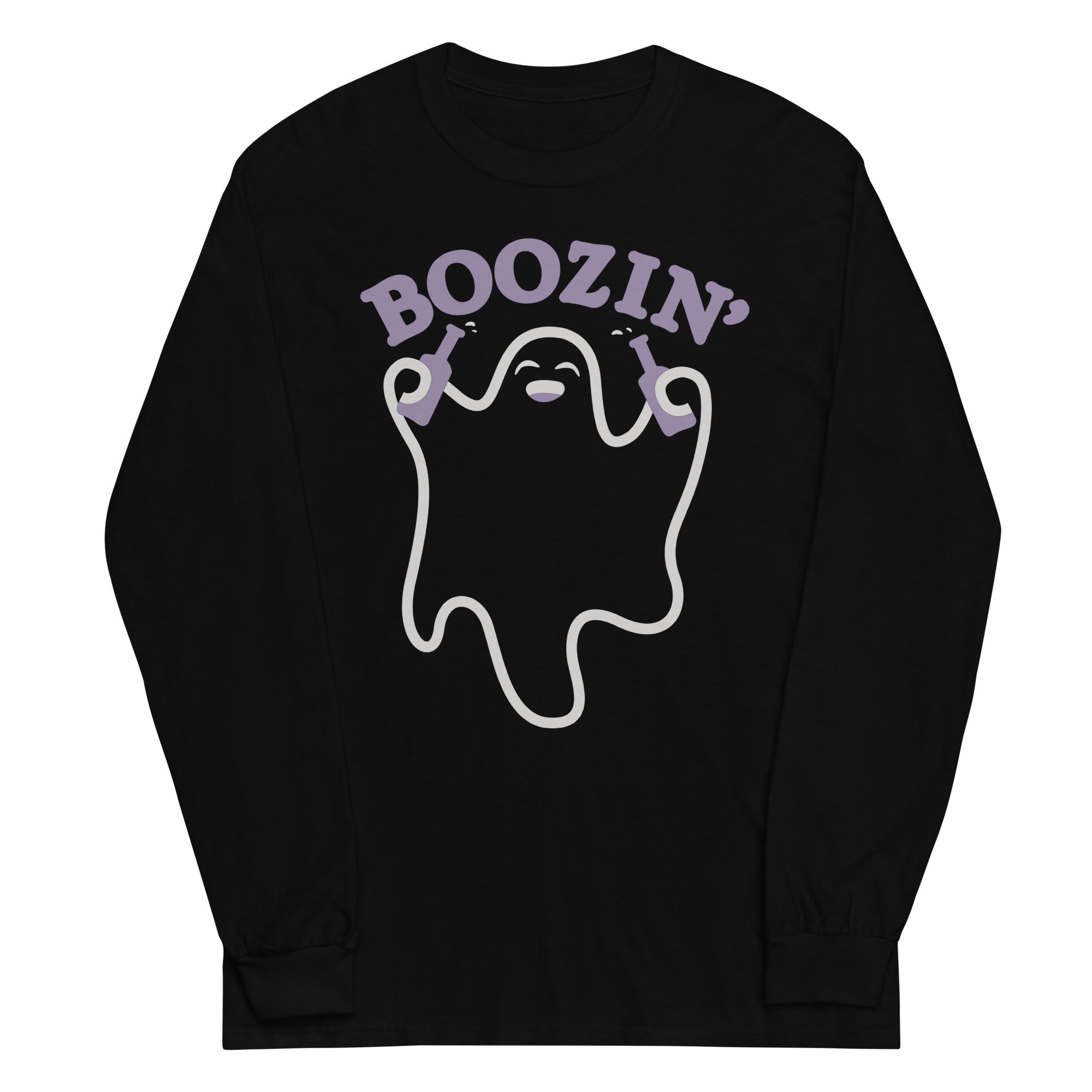 Boozin' Unisex Long Sleeve Tee Hoodie, Sweatshirt | PureTeeCo.com (Image 1)