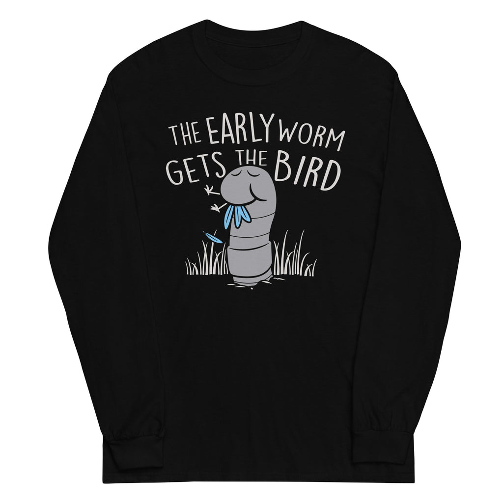 The Early Worm Gets The Bird Unisex Long Sleeve Tee Hoodie, Sweatshirt | PureTeeCo.com (Image 1)