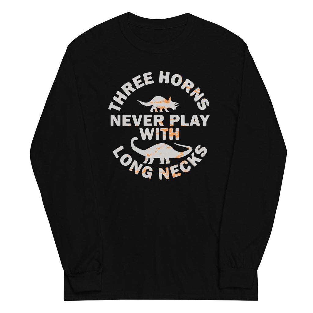 Three Horns Never Play With Long Necks Unisex Long Sleeve Tee Hoodie, Sweatshirt | PureTeeCo.com (Image 1)