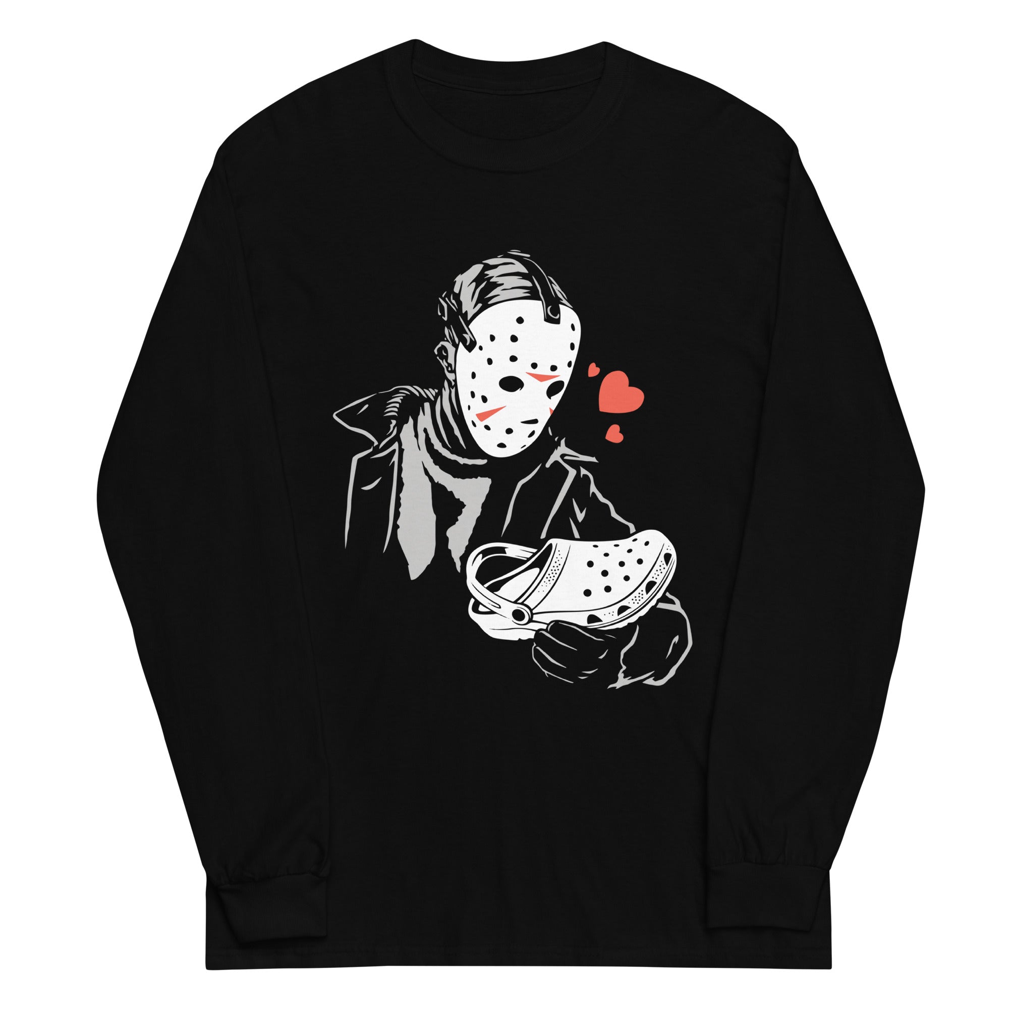 Jason Loves Crocs Unisex Long Sleeve Tee Hoodie, Sweatshirt | PureTeeCo.com (Image 1)
