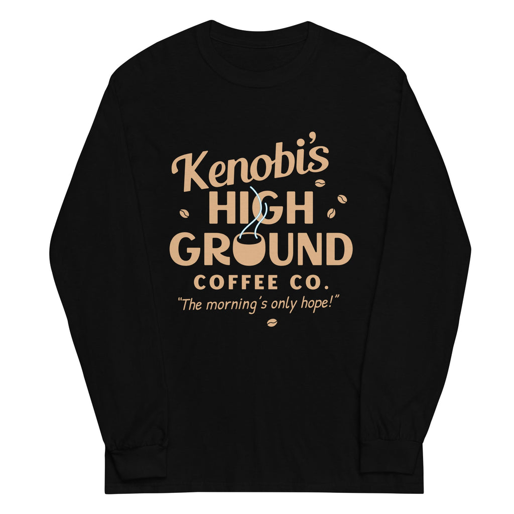 Kenobi's High Ground Coffee Co Unisex Long Sleeve Tee Hoodie, Sweatshirt | PureTeeCo.com (Image 2)