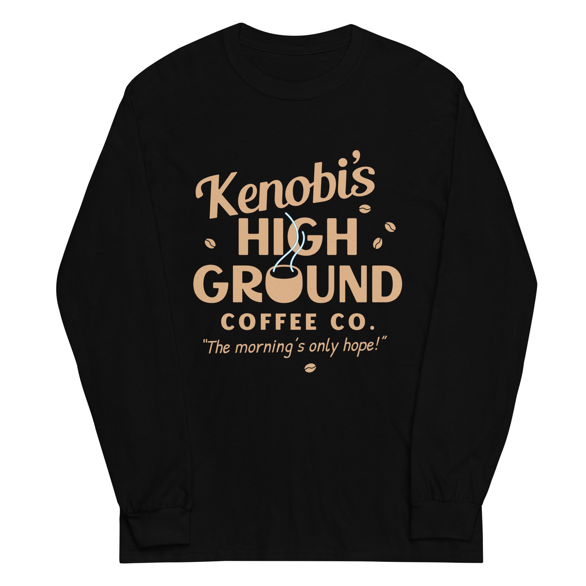 Kenobi's High Ground Coffee Co Unisex Long Sleeve Tee Hoodie, Sweatshirt | PureTeeCo.com (Image 2)