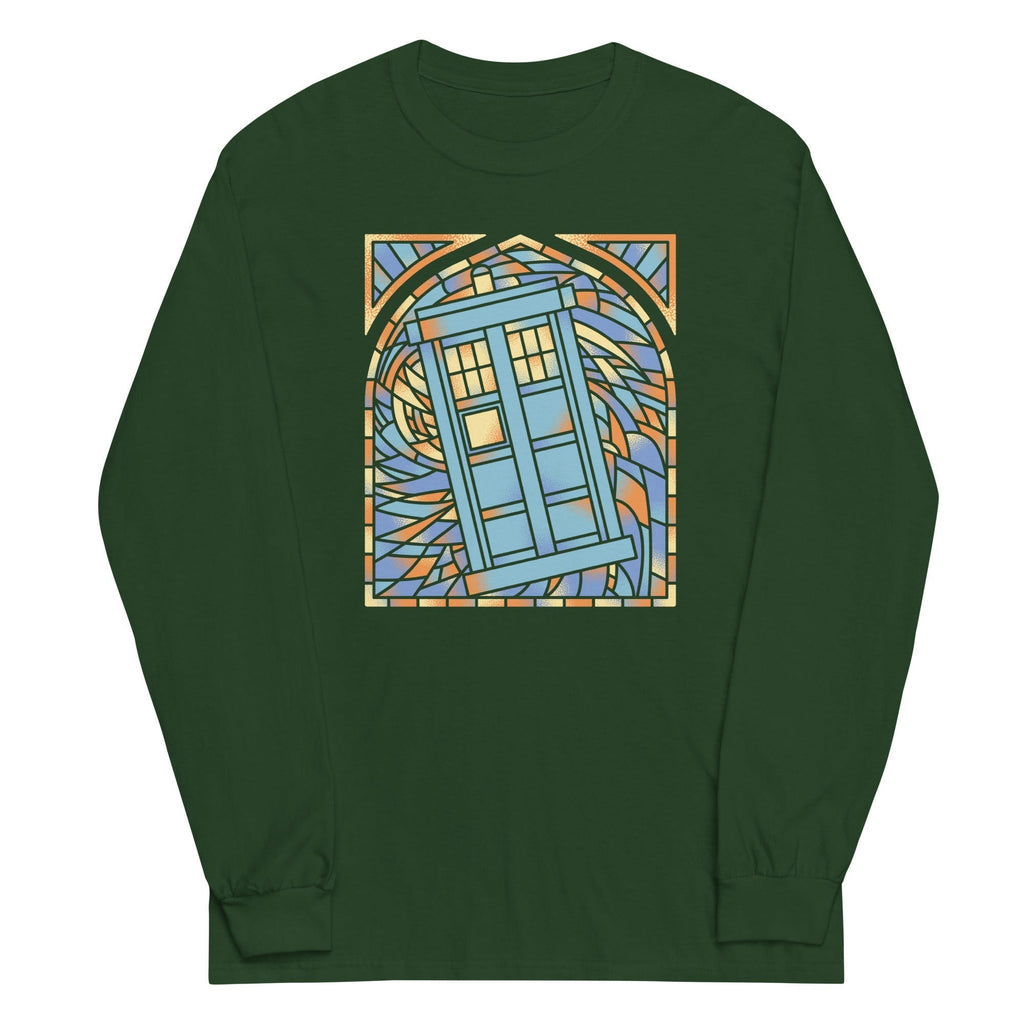 Stained Glass Police Box Unisex Long Sleeve Tee Hoodie, Sweatshirt | PureTeeCo.com (Image 3)