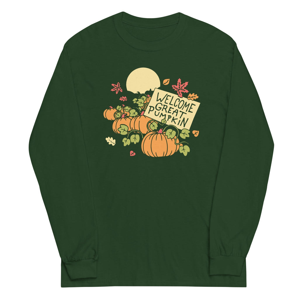 Welcome Great Pumpkin Unisex Long Sleeve Tee Hoodie, Sweatshirt | PureTeeCo.com (Image 3)