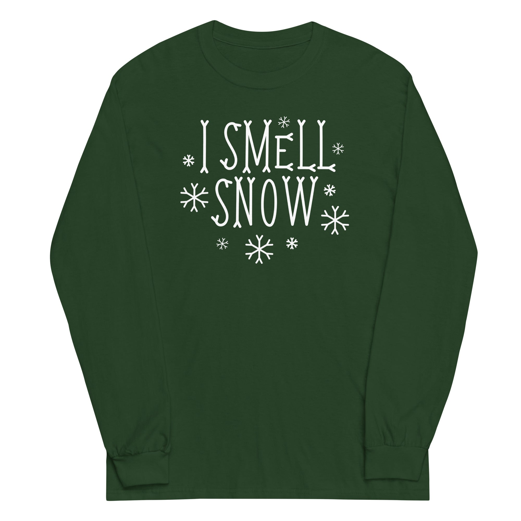 I Smell Snow Unisex Long Sleeve Tee Hoodie, Sweatshirt | PureTeeCo.com (Image 4)