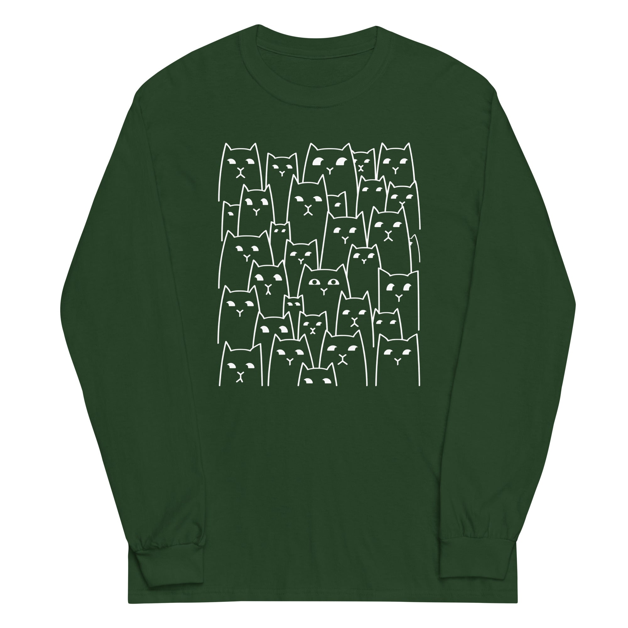 Suspicious Cats Unisex Long Sleeve Tee Hoodie, Sweatshirt | PureTeeCo.com (Image 4)