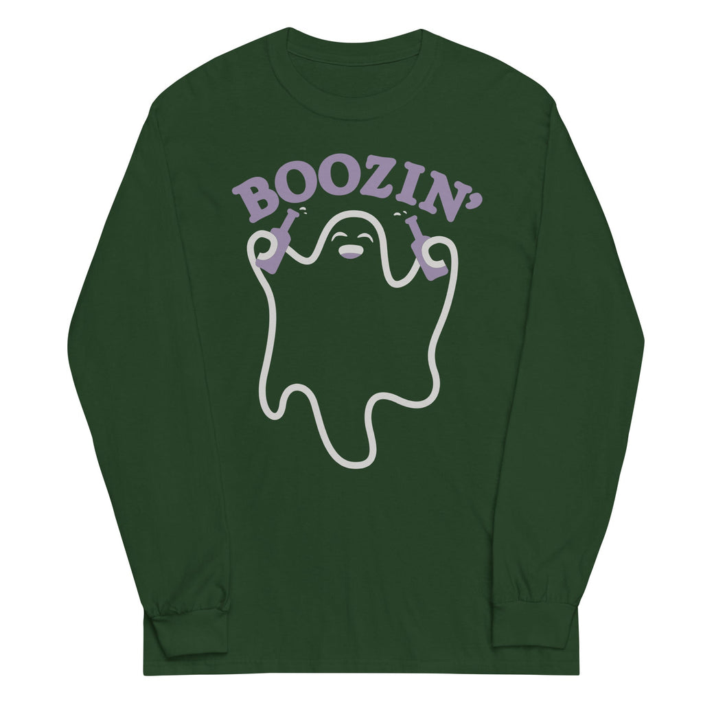 Boozin' Unisex Long Sleeve Tee Hoodie, Sweatshirt | PureTeeCo.com (Image 3)