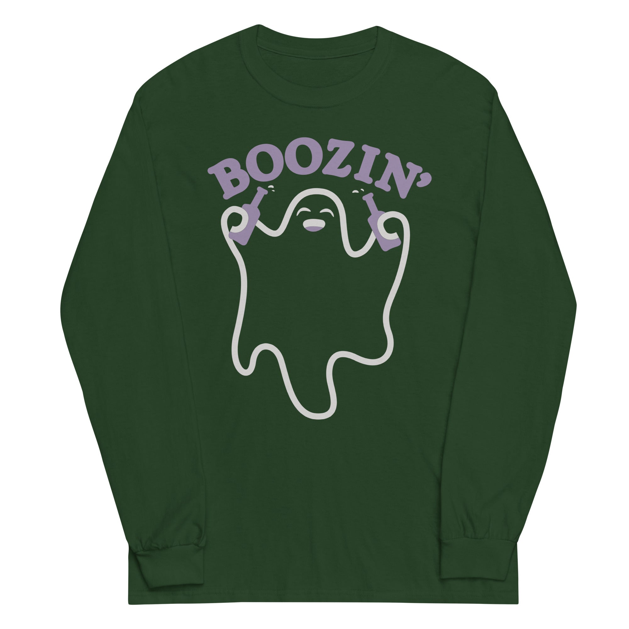 Boozin' Unisex Long Sleeve Tee Hoodie, Sweatshirt | PureTeeCo.com (Image 3)